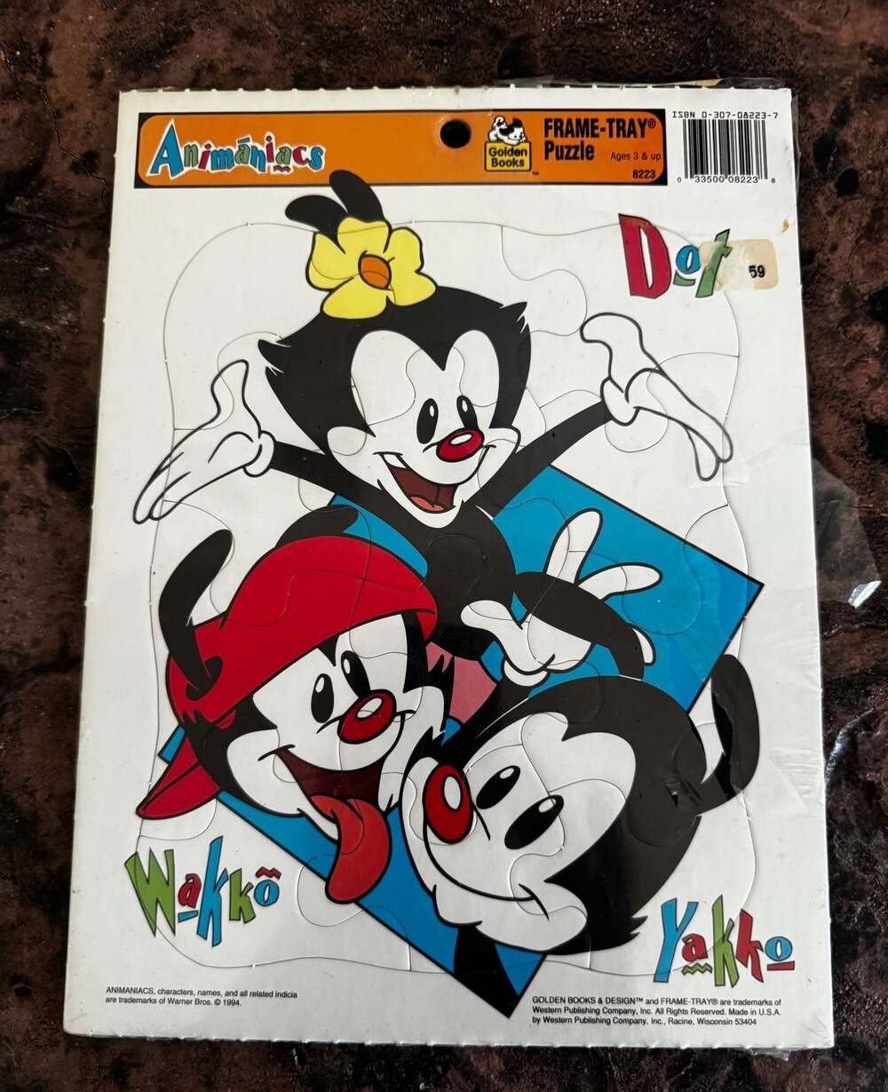 Vtg New sealed 1994 Golden Books Animaniacs Frame-Tray Puzzle  Yakko, Wakko, Dot